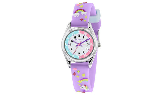 Tikkers Kids Time Teacher 3D Purple Silicone Strap Watch