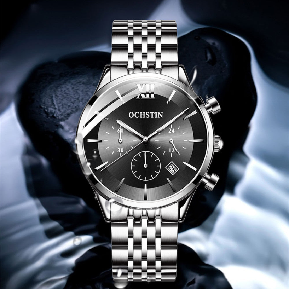 Multifunctional Run Second Quartz Waterproof Watch For Men