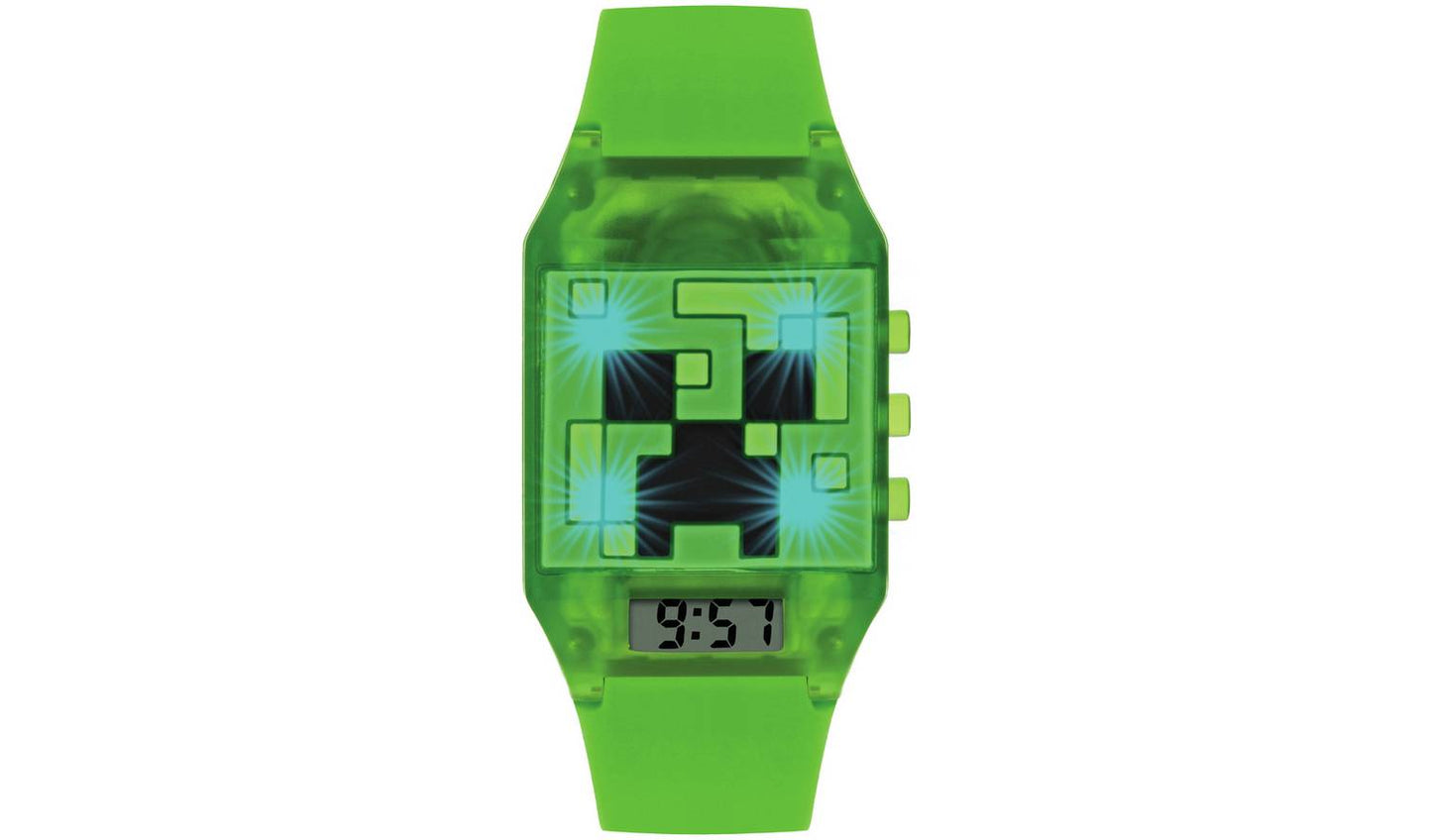 Mojang Minecraft Kid's Green Silicone Strap Watch