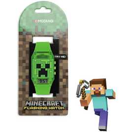 Mojang Minecraft Kid's Green Silicone Strap Watch