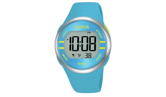 Lorus Digital Bright Blue Strap Watch .