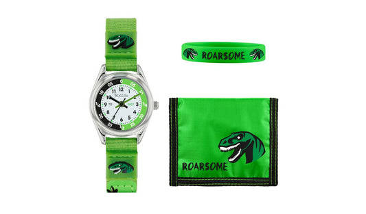 Tikkers Kids Green Dinosaur Watch and Wallet Set